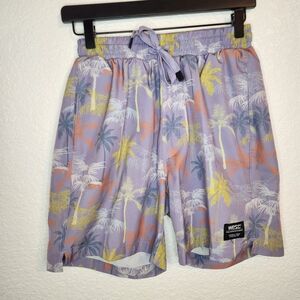 WeSC Miami Palms Austin ShortsTropical Swim Shorts Purple Yellow Men's S W M